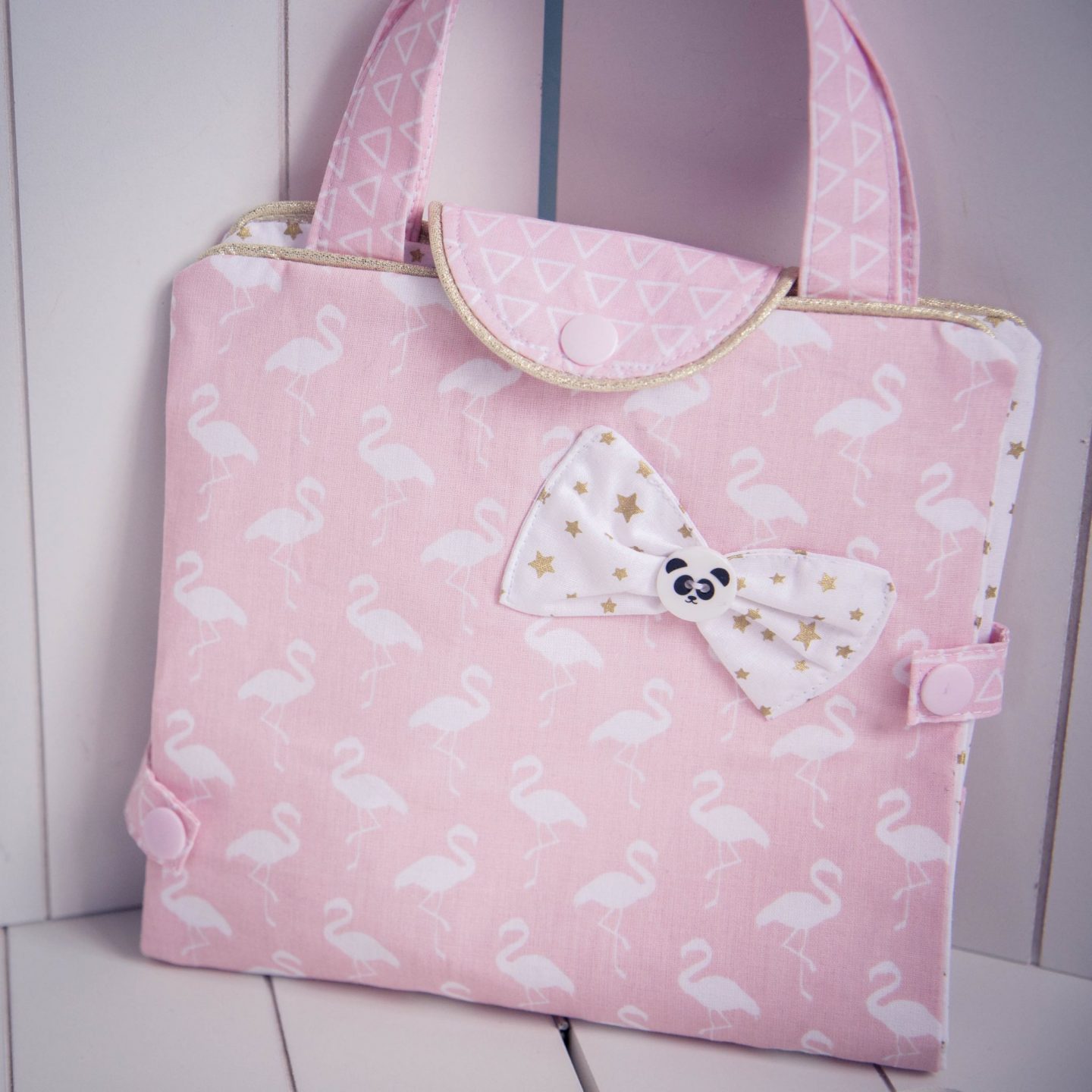 Le kit couture mini sac de beauté MIMY - Icone Girly/ pois fond rose pâle -  Dodynette