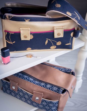 Le kit de couture Vanity Camille taille 2 - Eventails bleus / polyester spécial sac Denim