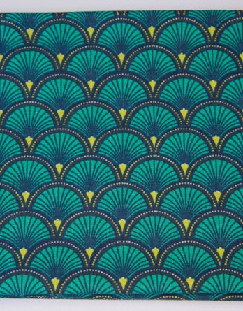 Coupon de tissu coton - Eventail turquoise