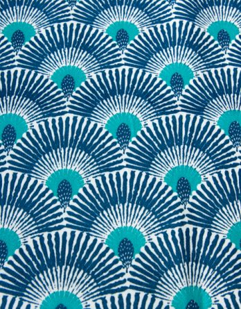 Coupon de tissu coton - Grand paon bleu