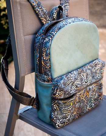 Le kit de couture sac à dos Loopy (toutes tailles)  - tissu enduit Soleil levant /toile à sac imperméable noire