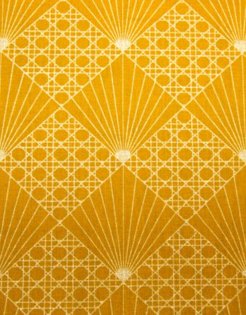Coupon de tissu coton - Soleil levant graphique or fond doré - OEKO TEX