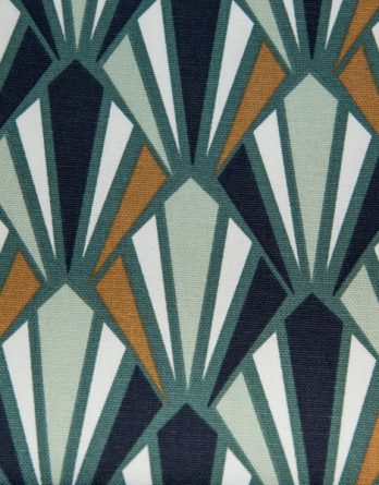 Tissu toile de coton demi-natté - Graphique anthracite, turquoise, marine, beige