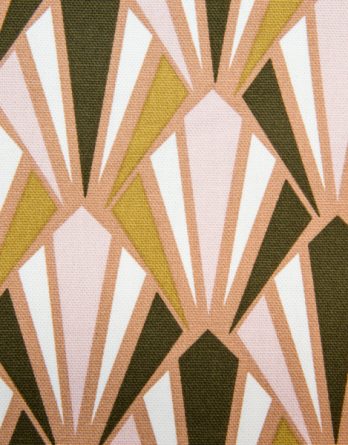 Tissu toile de coton demi-natté - Graphique poudré rose, beige et camel
