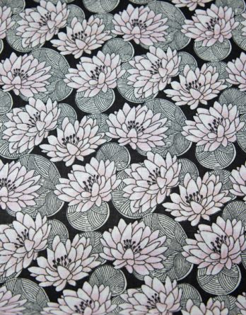 Coupon de tissu enduit coton - Lotus roses