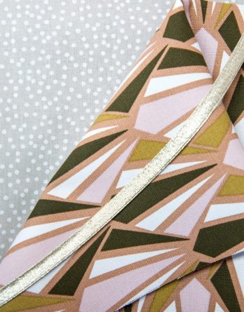 Kit couture Maya taille 1 - coloris pois blanc fond beige/demi-natté de coton graphique poudré rose, beige et caramel