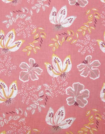 Coupon de tissu coton - Fleurs de Bohème sur fond rose - OEKO-TEX