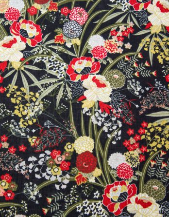 Coupon de tissu coton - Fleurs du Japon Rouge - OEKO-TEX