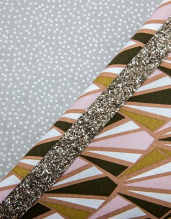 Kit couture panière MAYA combiné 2 panières (1 taille 1 + 1 taille 2) - coloris pois fond beige /demi-natté de coton graphique rose, beige et or
