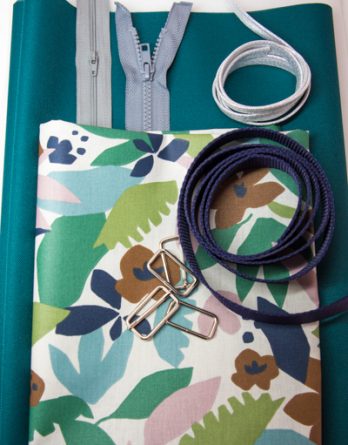 Le kit de couture sac à dos Loopy (toutes tailles)  - tissu enduit camouflage girly /toile à sac imperméable vert jade