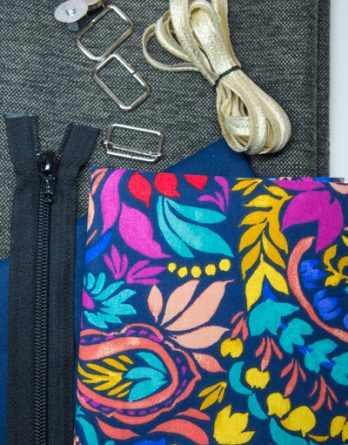 Kit de couture sac Louise (taille 1 ou 2) - Lova multicolore/ toile Tortoli Carbonne