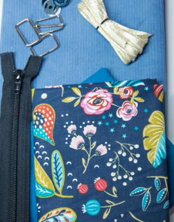Kit de couture sac Louise (taille 1 ou 2) - Aquilegia / Velours bleu
