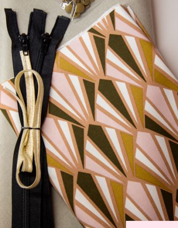 Le kit de couture Vanity Camille taille 2 - Graphique rose poudré, beige et Camel / polyester spécial sac gris clair