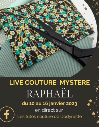 Kit couture Mystère Raphaël - Perroquets sur fond noir / velours côtelé gris ou taupe