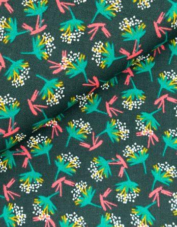 Coupon de tissu coton - Raphy petites fleurs fond foncé - OEKO-TEX