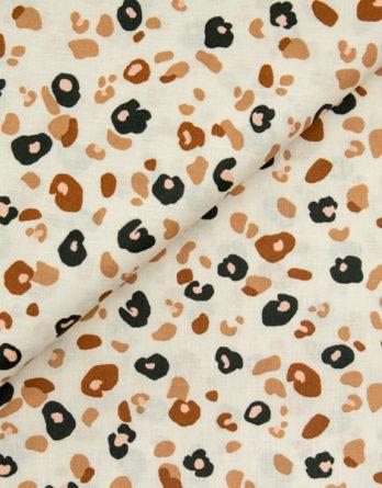 Coupon de coton enduit  - Motifs léopard fond crème - OEKO TEX