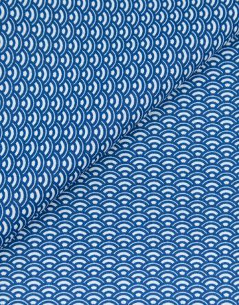 Coupon de tissu coton - Motif japonais vagues Saijoa bleu Navy et blanc - OEKO-TEX