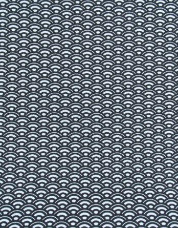 Coupon de tissu coton - Motif japonais vagues Saijoa noir et blanc - OEKO-TEX