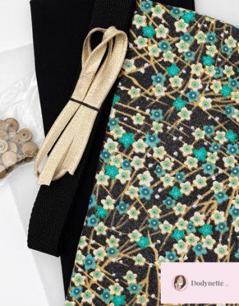Le kit couture LILY BOX à thé - Genki  turquoise / noir