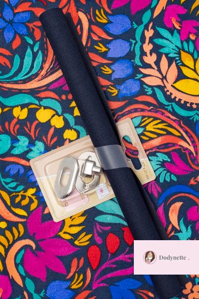 Le kit de couture étui à lunettes Thiago - Enduit Lova / toile à sac bleu  marine - Dodynette