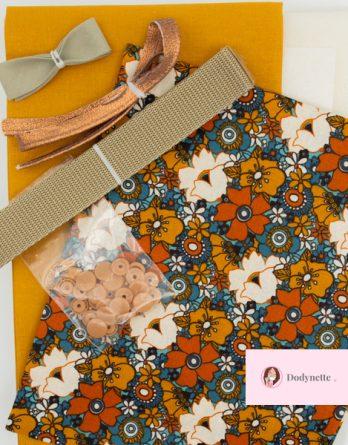 Le kit couture LILY BOX à thé - Flora moutarde/  safran