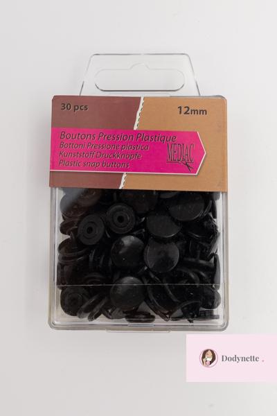 Boutons-pression - noir no 2 / 11mm (3⁄8″) - 30 paires