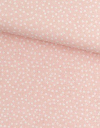 Coupon de tissu coton - Pois blanc fond rose pâle - OEKO-TEX
