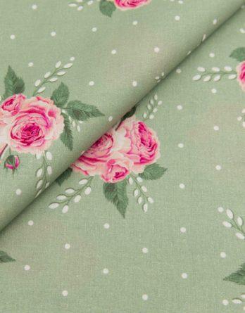 Coupon de tissu coton - Quilt Rosa & vert - Veronique Requena