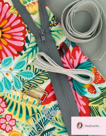 Le kit de couture sac à dos Loopy (toutes tailles)  - tissu enduit Gardenia /toile à sac imperméable grise