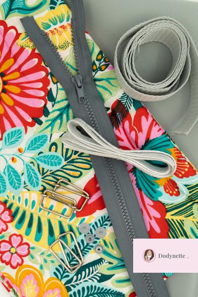 Le kit de couture sac à dos Loopy (toutes tailles) - tissu enduit Gardenia  /toile à sac imperméable grise - Dodynette