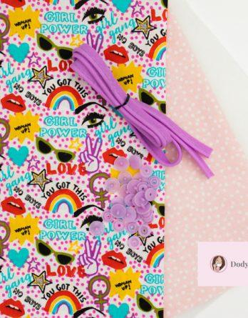 Le kit couture mini sac de beauté MIMY - Icone Girly/ pois fond rose pâle