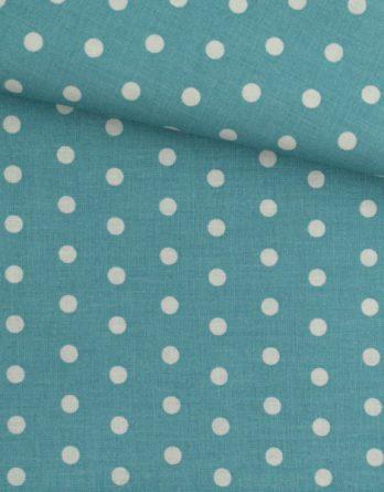 Coupon de tissu coton - Gros points sur fond bleu
