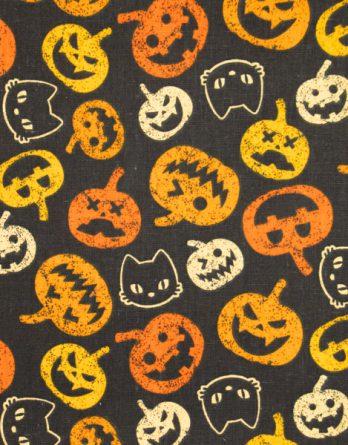 Coupon de tissu coton - Halloween Citrouilles et chats