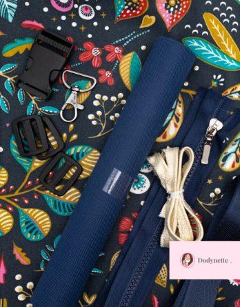 Le kit de couture sac banane Charly  (toutes tailles)  - Tissu enduit Aquilegia marine / toile à sac imperméable bleu jeans