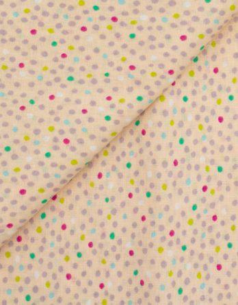 Coupon de tissu coton - Pois multicolores fond pêche - OEKO-TEX