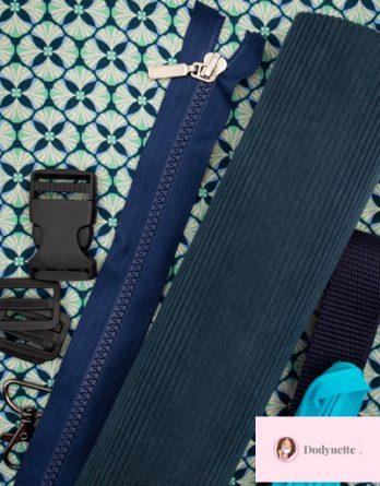 Le kit de couture sac banane Charly  (toutes tailles)  - Jeno bleu / velours côtelé bleu marine