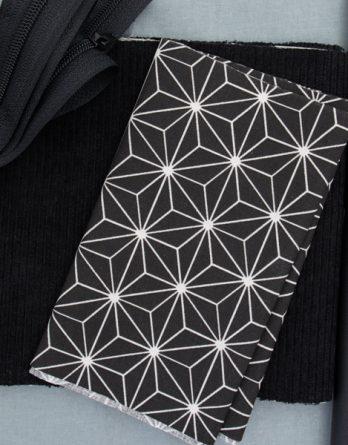 Kit couture trousse Raphaël taille 1 ou2 - graphique japonais noir / velours côtelé noir, simili cuir noir