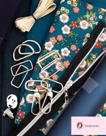 Kit couture: sac Ebben (taille 1 - 2 ou 3) - coloris Mysaki pétrole et velours côtelé