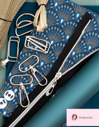 Kit couture: sac Ebben (taille 1 - 2 ou 3) - coloris Paon chic bleu et velours côtelé