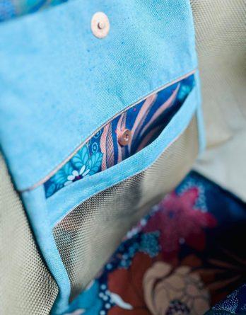 Coupon de toile de coton aspect lin - turquoise chiné - OEKO-TEX