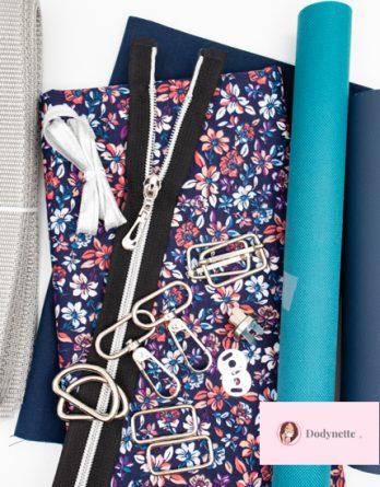 Kit couture: sac Ebben (taille 1 - 2 ou 3) - coloris Acinia et toile à sac