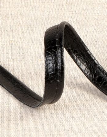 1m de Passepoil simili cuir lézardé- coloris  noir brillant (col 14)