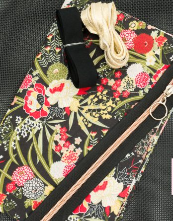PRECOMMANDE Kit couture: trousse Paloma (version bi-matière) - coloris Fleurs du Japon rouge