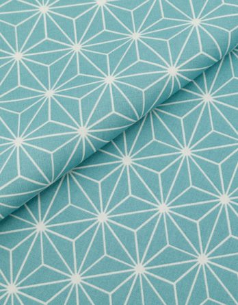Coupon de tissu coton - Graphique japonais turquoise
