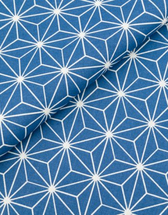Coupon de tissu coton - Graphique japonais bleu