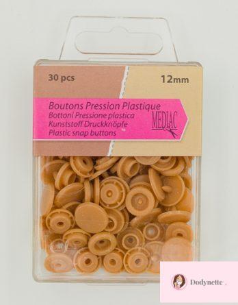 Lot de 30 bouton pression plastique 12mm - coloris beige