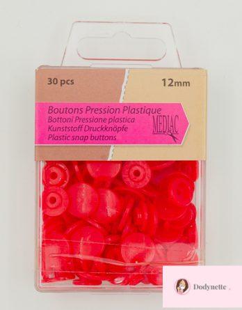 Lot de 30 bouton pression plastique 12mm - coloris rouge