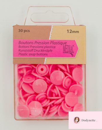 Lot de 30 bouton pression plastique 12mm - coloris bleu rose