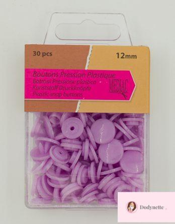 Lot de 30 bouton pression plastique 12mm - coloris violine