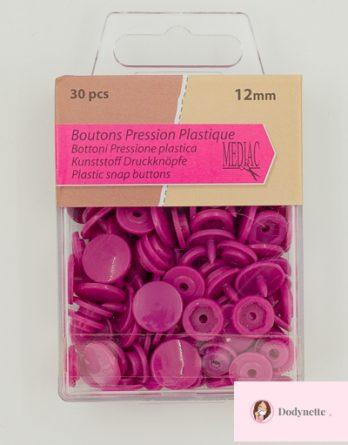 Lot de 30 bouton pression plastique 12mm - coloris lie de vin